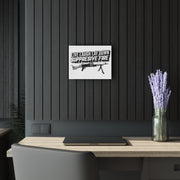 Live Laugh Lay Down Suppressive Fire Acrylic Print — side profile showing frame thickness, Australian Warfighters Coffee