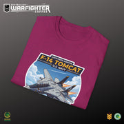 F-14 Tomcat US Navy Aviation T-Shirt — Vintage Fighter Jet Graphic — back view — third colour, Australian Warfighters Coffee