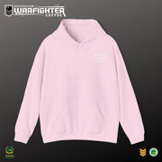 Wife of a Veteran Hoodie — Pink Military Support Pullover — back view on model, Australian Warfighters Coffee