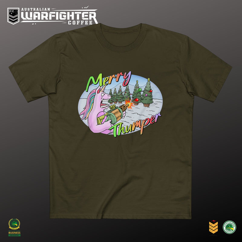 T-Shirt Merry Thumper Unicorn with GLA Decorating Trees