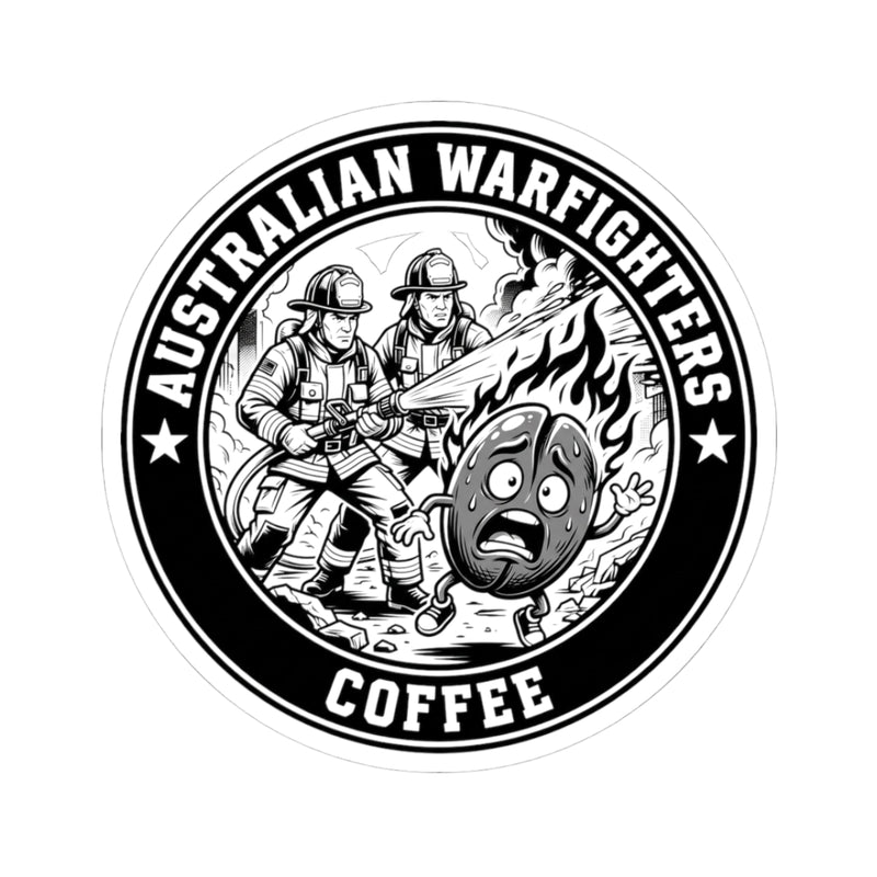 Australian Warfighters Coffee Sticker — Firefighter Coffee Logo Kiss-Cut Sticker