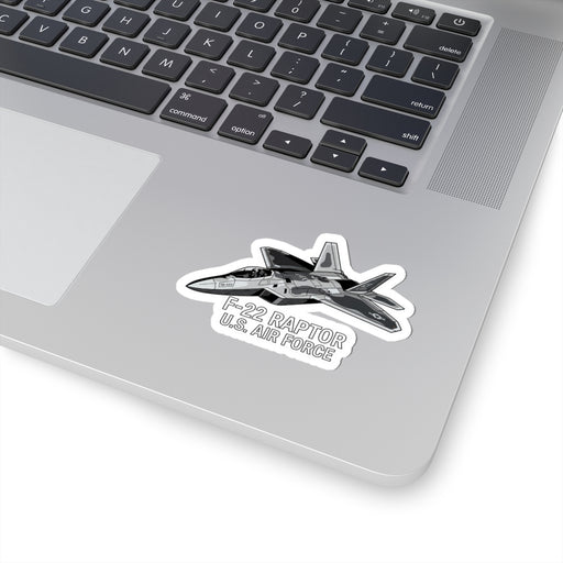 F-22 Raptor U.S. Air Force Sticker — Military Jet Kiss-Cut Decal — front view of sticker design, Australian Warfighters Coffee