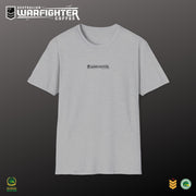 Gray t-shirt with 'Warfighter Coffee' logo on a dark gray background