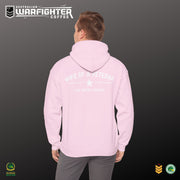 Wife of a Veteran Hoodie — Pink Military Support Pullover — graphic detail close-up, Australian Warfighters Coffee