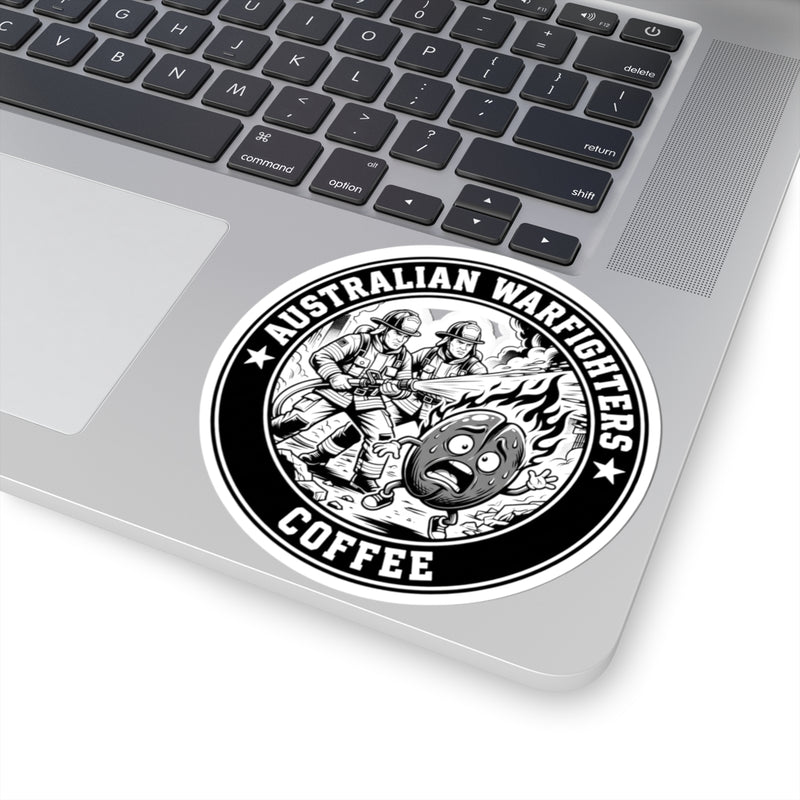 Australian Warfighters Coffee Sticker — Firefighter Coffee Logo Kiss-Cut Sticker