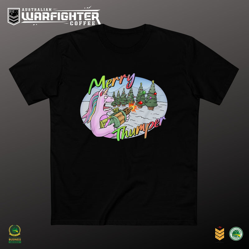 T-Shirt Merry Thumper Unicorn with GLA Decorating Trees