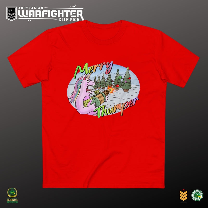 T-Shirt Merry Thumper Unicorn with GLA Decorating Trees