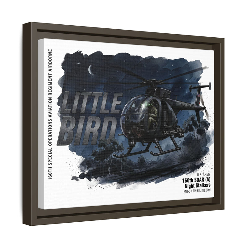 Little Bird Helicopter Framed Canvas Print — Military Aviation Wall Art
