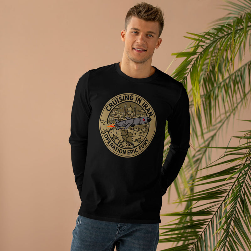 Cruising in Iraq Patch Longsleeve Tee - Operation Epic Fury Military Shirt — styled outfit, Australian Warfighters Coffee