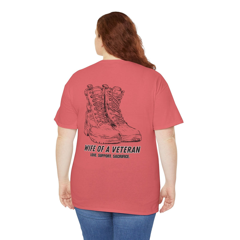 Wife of a Veteran T-Shirt — on-body detail, Australian Warfighters Coffee