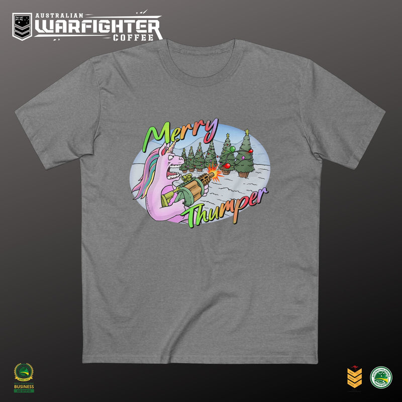T-Shirt Merry Thumper Unicorn with GLA Decorating Trees