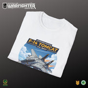 F-14 Tomcat US Navy Aviation T-Shirt — Vintage Fighter Jet Graphic — back view — colour variant, Australian Warfighters Coffee