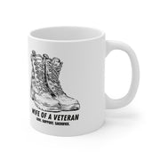 Wife of a Veteran Coffee Mug – Military Boots Ceramic Mug — top-down view, Australian Warfighters Coffee