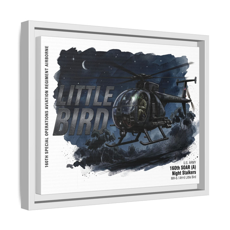 Little Bird Helicopter Framed Canvas Print — Military Aviation Wall Art