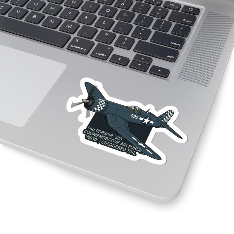 F4U Corsair '530' Commemorative Plane Sticker — Vintage Military Aircraft Kiss-Cut Sticker - Australian Warfighters Coffee