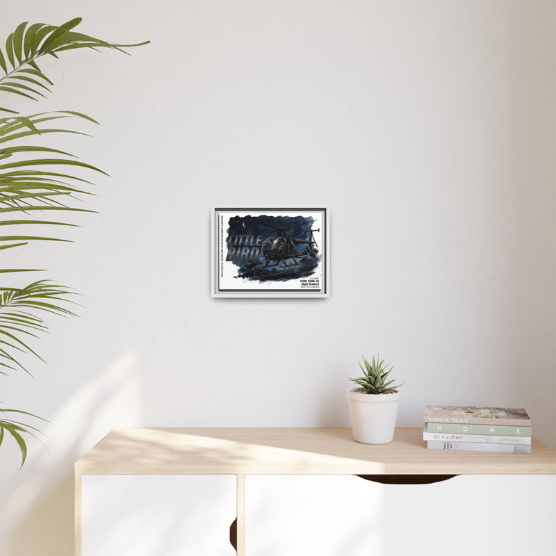 Little Bird Helicopter Framed Canvas Print — Military Aviation Wall Art