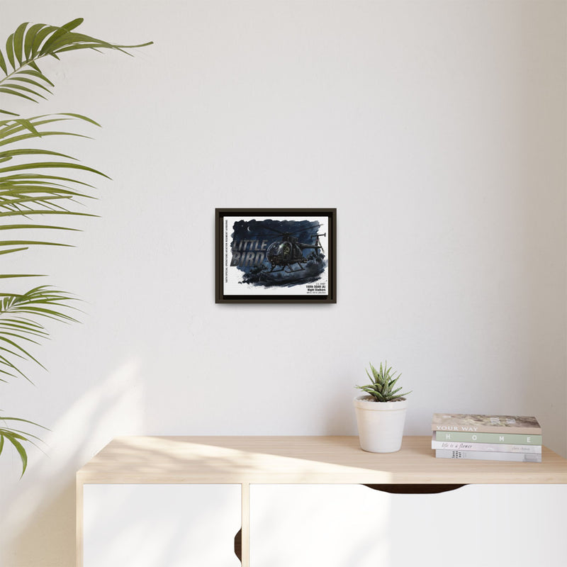 Little Bird Helicopter Framed Canvas Print — Military Aviation Wall Art