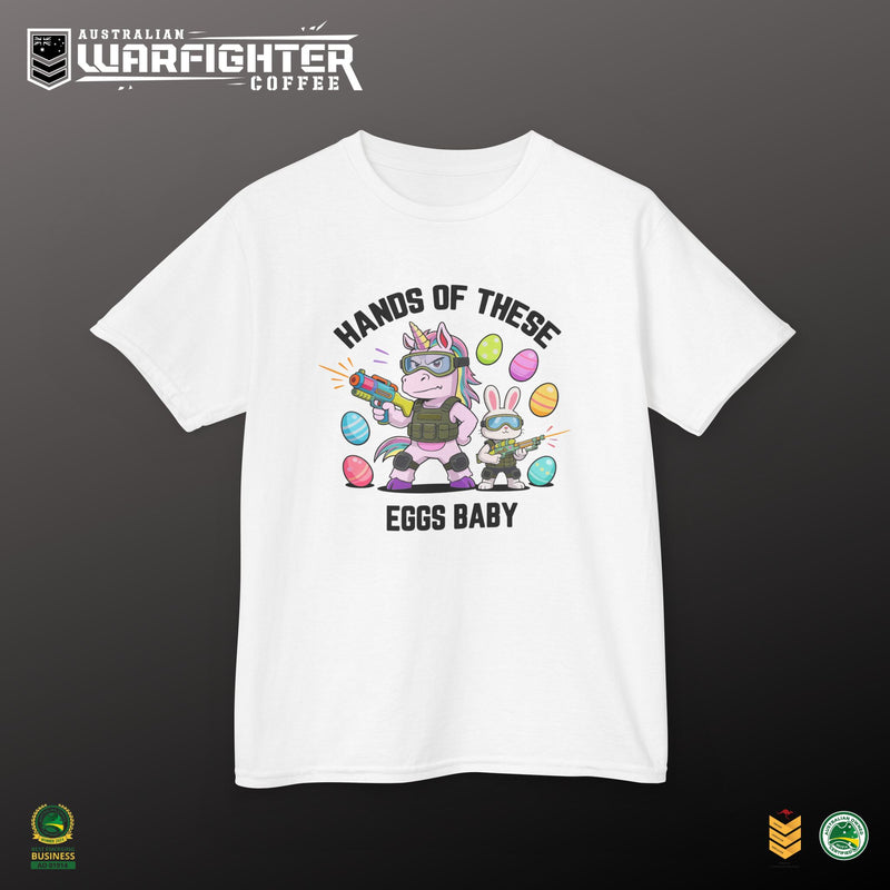 Copy of Kids Tee — "Hands of these eggs baby!"