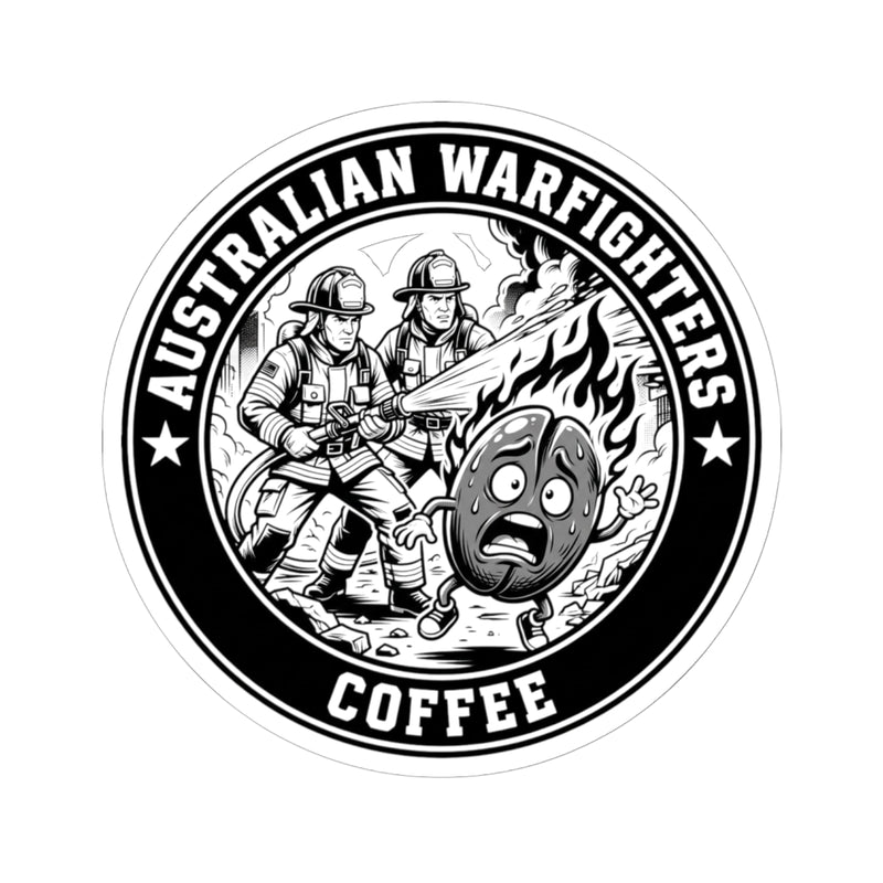 Australian Warfighters Coffee Sticker — Firefighter Coffee Logo Kiss-Cut Sticker