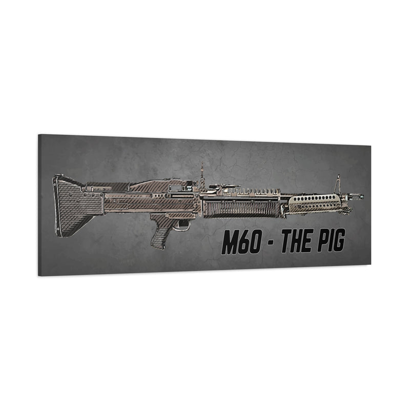 M60 The Pig Canvas Art - Stretched Wall Decor for Military Enthusiasts