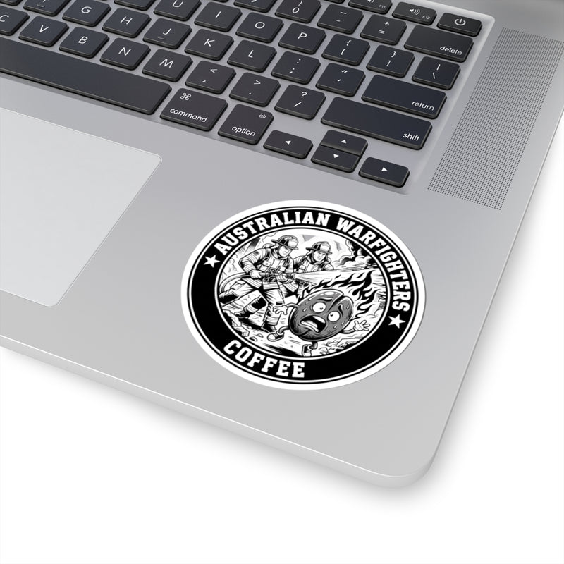 Australian Warfighters Coffee Sticker — Firefighter Coffee Logo Kiss-Cut Sticker