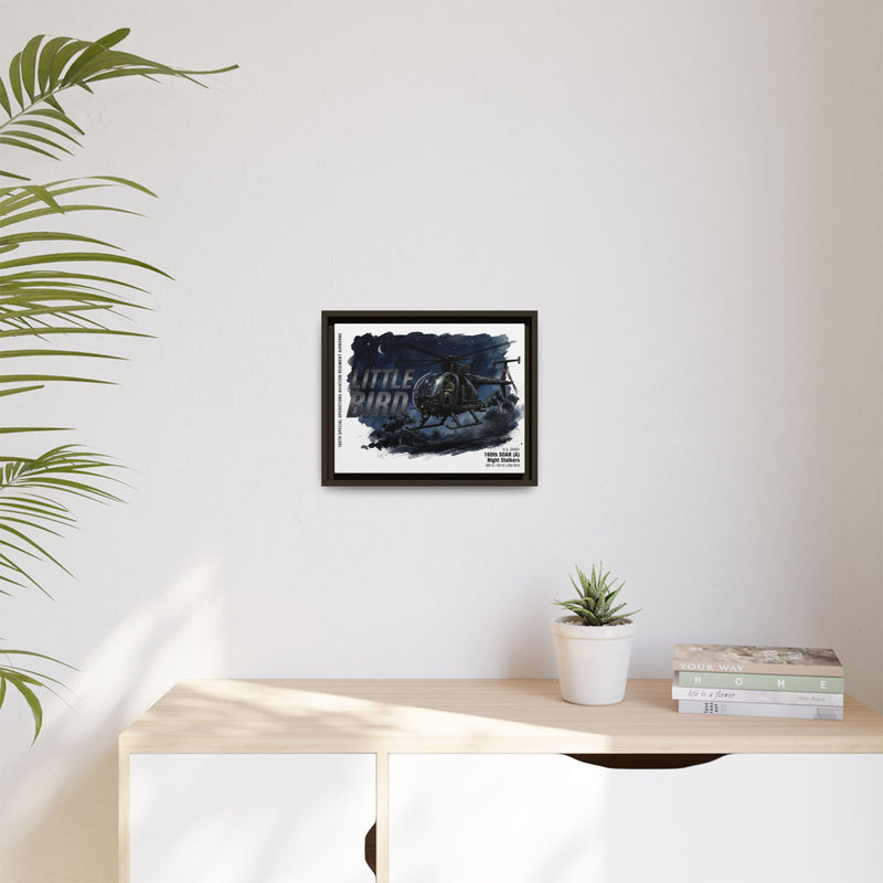 Little Bird Helicopter Framed Canvas Print — Military Aviation Wall Art