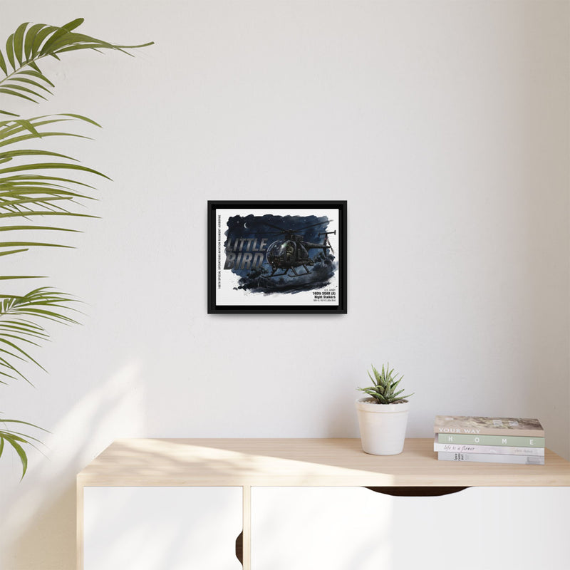 Little Bird Helicopter Framed Canvas Print — Military Aviation Wall Art