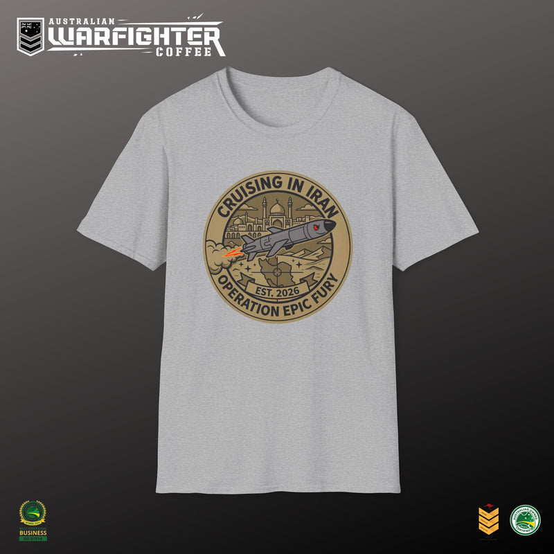 Cruising in Iran — flat lay product shot, Australian Warfighters Coffee