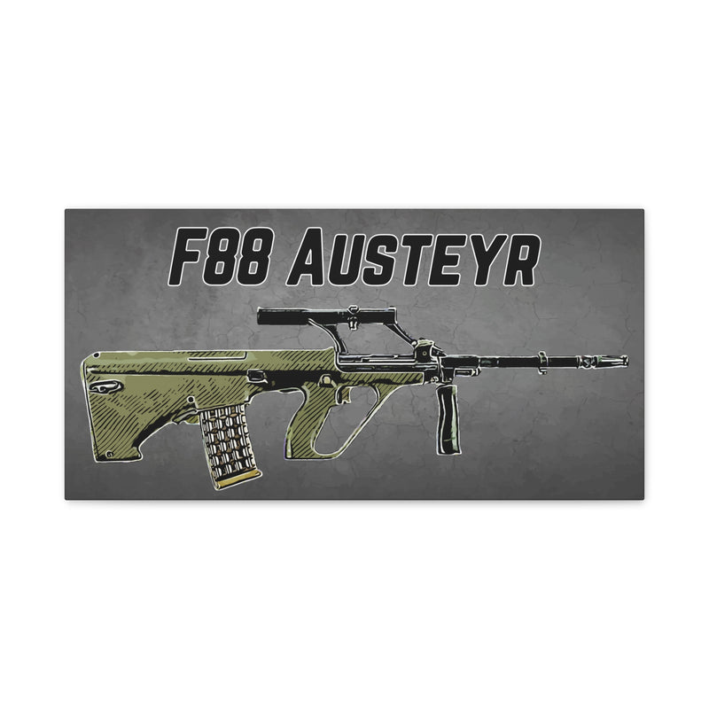 F88 Austeyr rifle graphic on a gray background