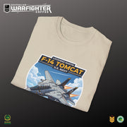 F-14 Tomcat US Navy Aviation T-Shirt — Vintage Fighter Jet Graphic — detail view, Australian Warfighters Coffee
