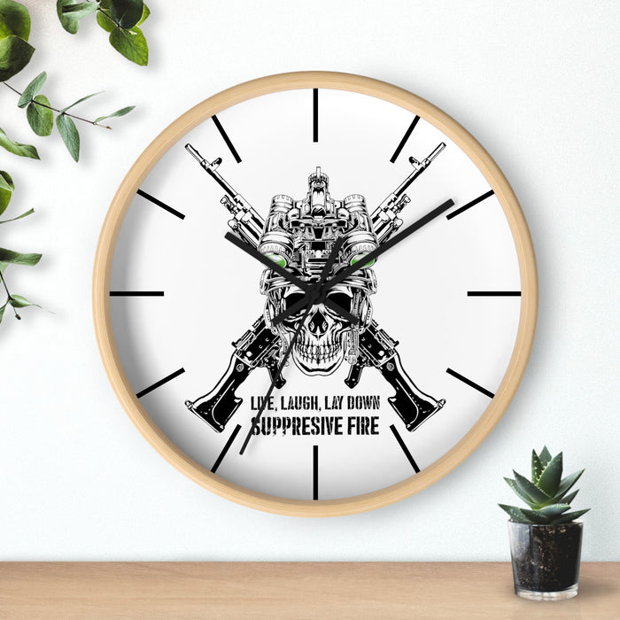 Wall Clock - Live Laugh Lay Down Suppressive Fire