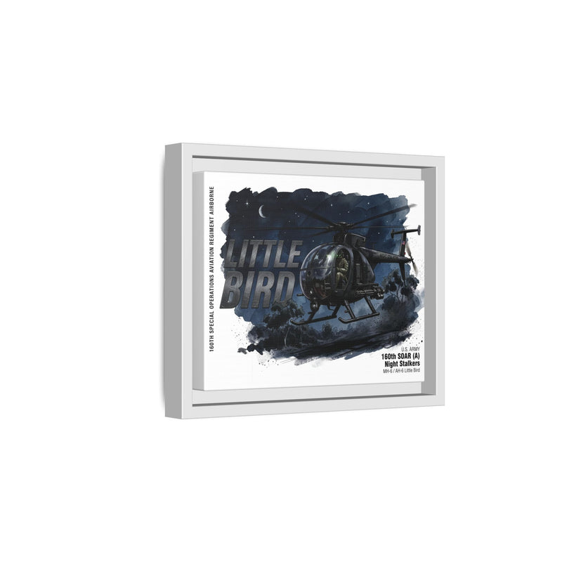 Little Bird Helicopter Framed Canvas Print — Military Aviation Wall Art