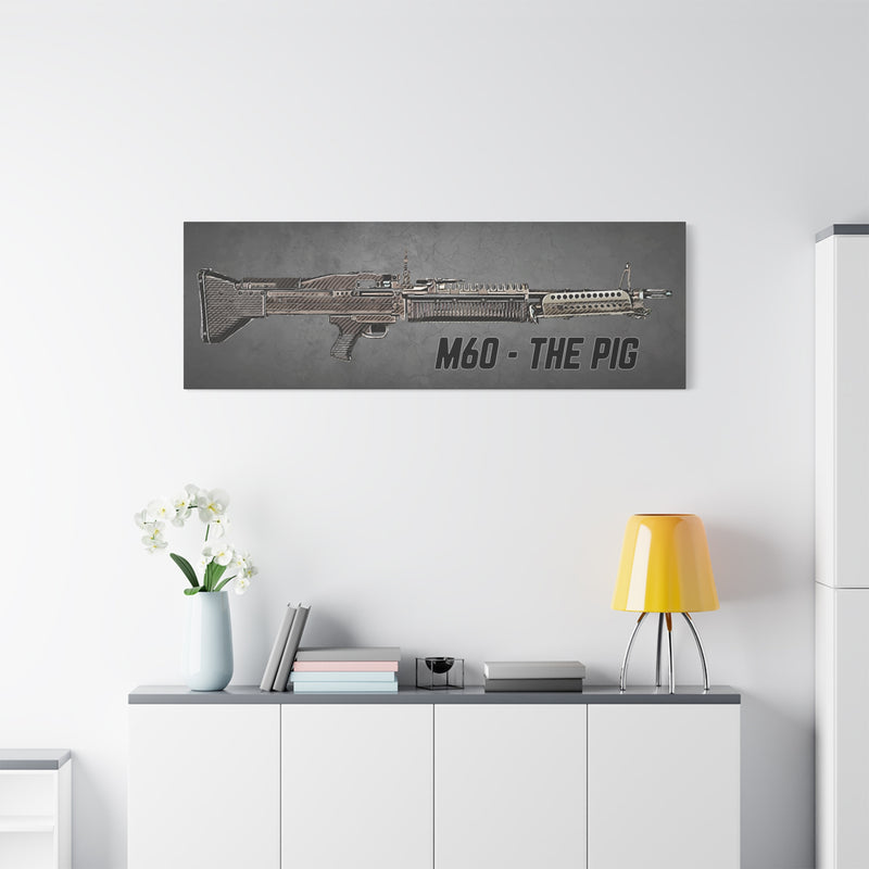M60 The Pig Canvas Art - Stretched Wall Decor for Military Enthusiasts