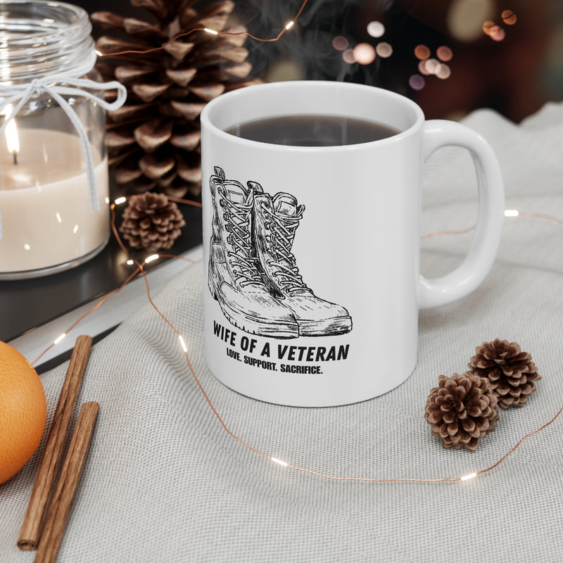 Wife of a Veteran Coffee Mug – Military Boots Ceramic Mug — lifestyle — mug with coffee, Australian Warfighters Coffee