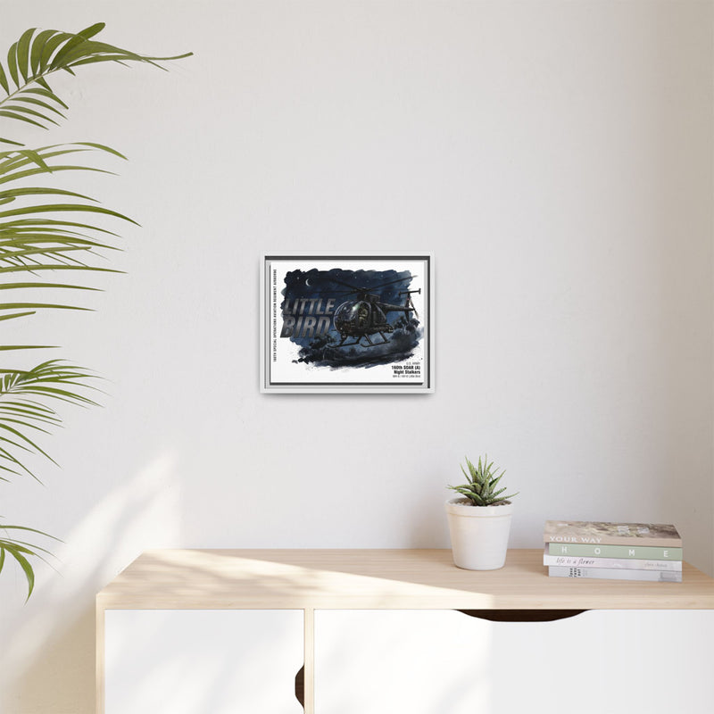 Little Bird Helicopter Framed Canvas Print — Military Aviation Wall Art