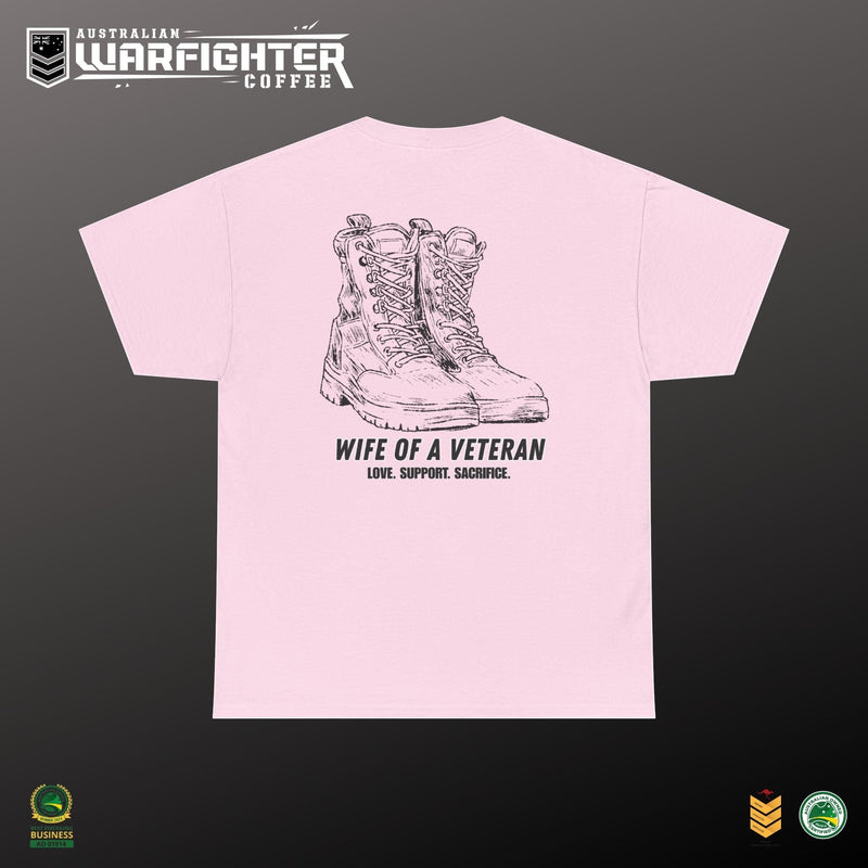 Wife of a Veteran T-Shirt — detail view, Australian Warfighters Coffee