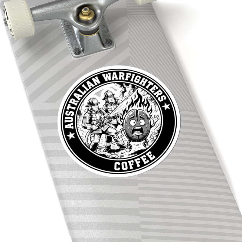 Australian Warfighters Coffee Sticker — Firefighter Coffee Logo Kiss-Cut Sticker