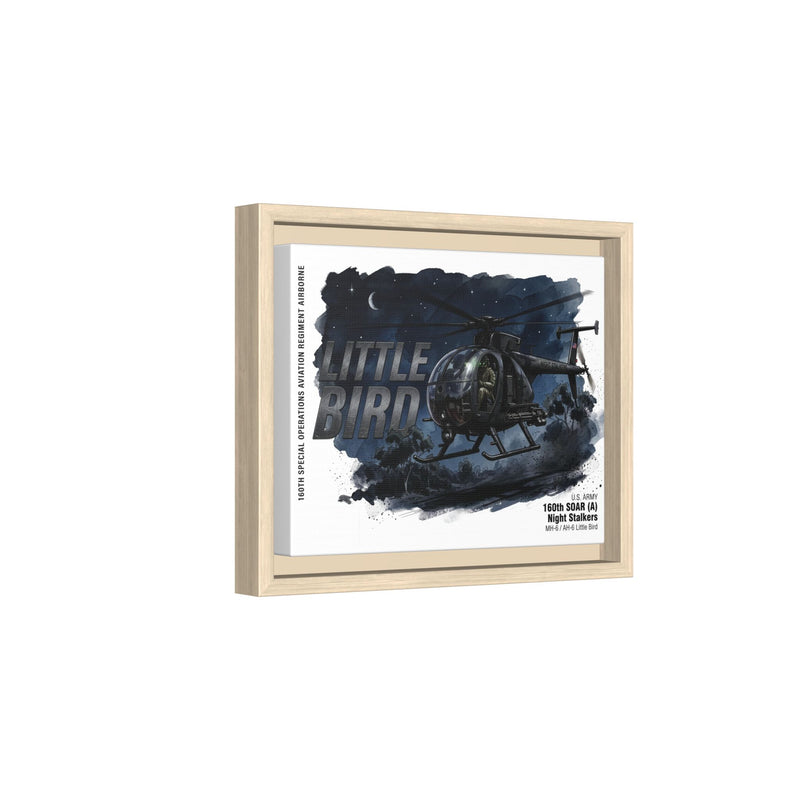 Little Bird Helicopter Framed Canvas Print — Military Aviation Wall Art