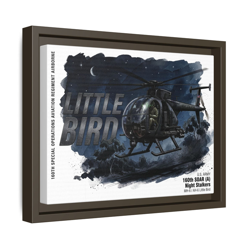 Little Bird Helicopter Framed Canvas Print — Military Aviation Wall Art
