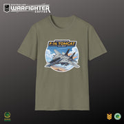 F-14 Tomcat US Navy Aviation T-Shirt — Vintage Fighter Jet Graphic — front view on model, Australian Warfighters Coffee