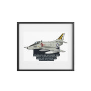 Australian Warfighters Coffee framed matte poster of a grey Douglas A-4K Skyhawk aircraft with '883' on the side, Royal Australian Navy markings.
