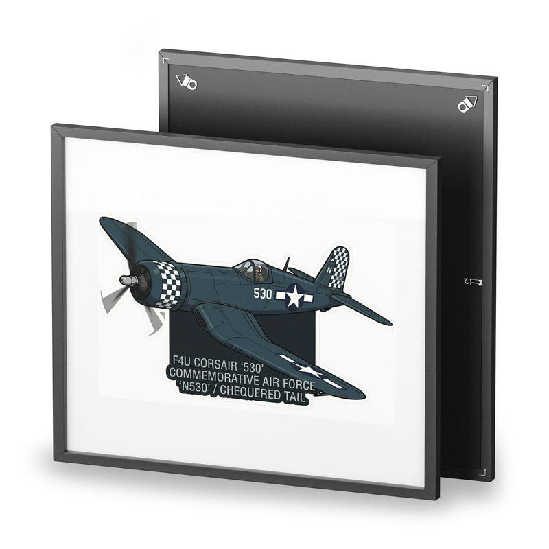 Australian Warfighters Coffee F4U Corsair '530' Commemorative Air Force framed matte print with black frame and white mat.