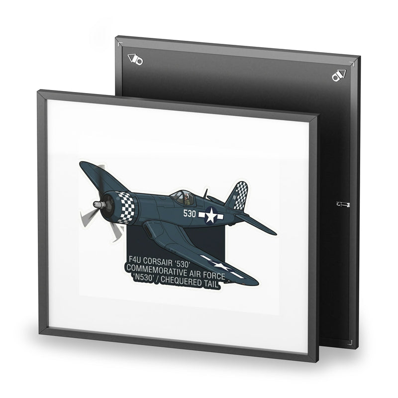 Australian Warfighters Coffee F4U Corsair '530' Commemorative Air Force framed matte print with black frame and white matboard.