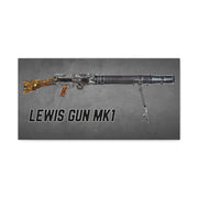 Australian Warfighters Coffee Lewis Gun Mk1 digital art canvas print featuring a detailed illustration on grey