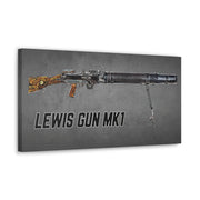 Australian Warfighters Coffee Lewis Gun MK1 digital art canvas print on a grey textured background.