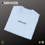 Australian Warfighters Coffee light blue 100% cotton crew-neck t-shirt with chest logo and large back graphic.